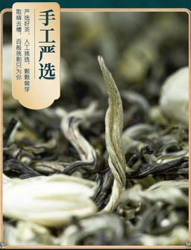 【2023新茶 茉莉小茶王】耐泡口感好，口感醇厚，芳香四溢，滋味浓郁，香气持久高扬，滋味鲜爽生津。广西核心产区，叶片完整不碎，6窖工艺，叶花比例6比1，对标吴某泰、张某元680元一斤的货。250克/包