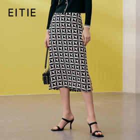 EITIE爱特爱春季新款印花侧开叉半裙7306003