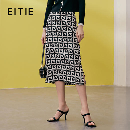 EITIE爱特爱春季新款印花侧开叉半裙7306003 商品图0