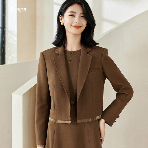 剩S/L/XL/XXL 米思阳2026春季新款气质休闲短款西装小个子职业拼接开衫外套0340 商品图0