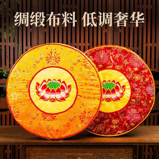 莲花拜垫圆形蒲团打坐垫拜凳佛堂家用拜佛垫亚麻印花蒲团跪拜圆垫 商品图0