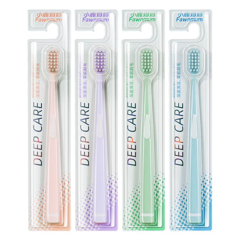 小鹿妈妈 新升级宽头软毛6号成人牙刷*4支 颜色随机