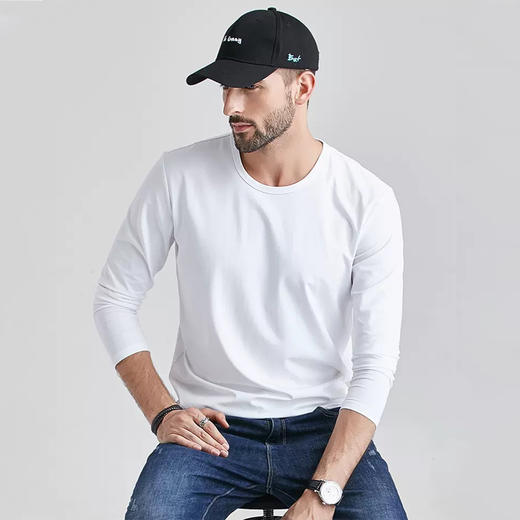 【这件Wan能百搭打底长T恤】男女可穿！可运动 可休闲  软糯顺滑 透气亲肤  秀气修身多色可选！ 商品图1