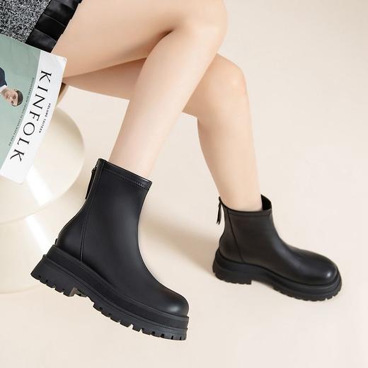 ZHR短靴2023冬季新款爆款时尚气质简约显瘦厚底休闲百搭马丁靴 商品图2