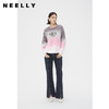 NEELLY纳俪商场同款春季美式复古渐变粉针织衫女长袖套头宽松上衣N24011A01006 商品缩略图1