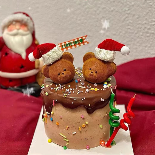 4英寸圣诞熊脑袋 圣诞节蛋糕（百分百进口动物奶油） 商品图0