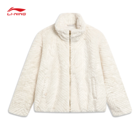 【S/M/L/XL断码】李宁日进斗金系列女子宽松仿皮草短外套AJDU002【库存有限，如无货将做退款，介意慎拍！】