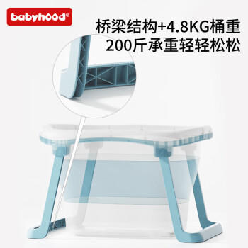 世纪宝贝（babyhood）儿童泡澡桶 婴儿洗澡盆游泳桶加大号折叠浴桶0-15岁赠浴凳 319蓝 商品图5