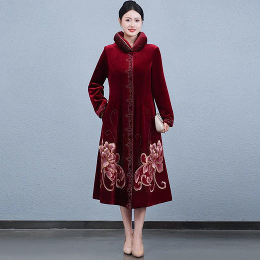 配裙子旗袍大衣加厚保暖冬季洋气中长款外套QQX-2873 商品图1