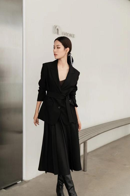 Le Malene 系带收腰西装外套高腰百褶裙套装 13815 商品图2