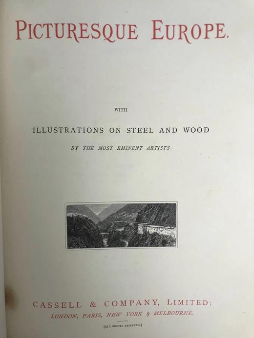 约19世纪后期 欧洲风景图集（卷4） 数百幅版画插图 真皮精装大16开 商品图2