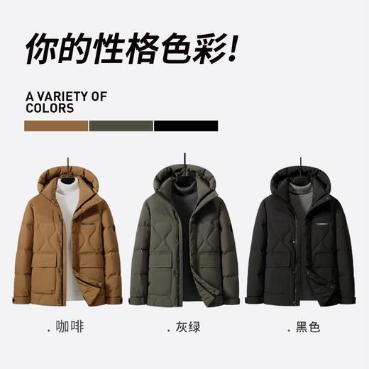 圣得西男士时尚连帽羽绒服冬季工装大口袋加厚羽绒外套潮2362942705 商品图3