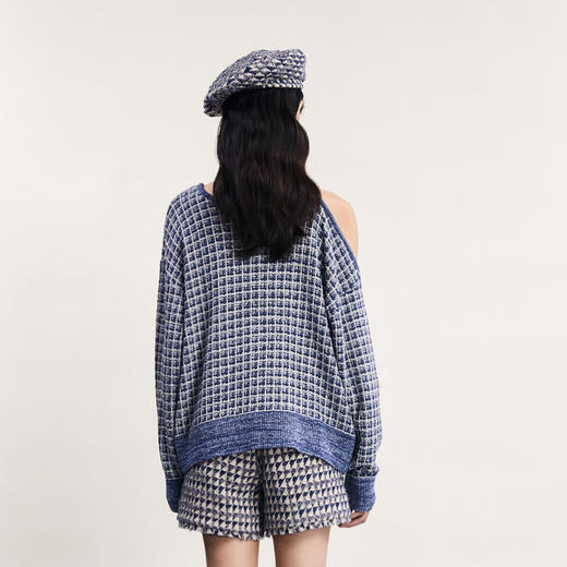 谜底套头针织衫女2024春新款复古文艺圆领露肩宽松毛衫241MZ0315 商品图3