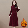 加绒保暖印花时尚连衣裙，半高领长袖通勤打底裙QYM-OMS-CB317-L 商品缩略图1