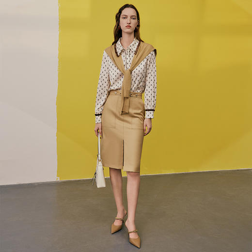 EITIE爱特爱春季新款时尚通勤百搭显瘦印花衬衫女7309006 商品图1