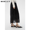 NEELLY纳俪商场同款春季飘逸垂感百褶裙女黑色气质轻盈长款半身裙N24011E01014 商品缩略图0