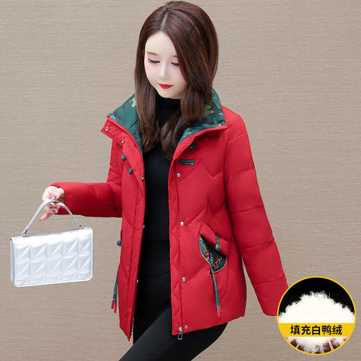QYM JCB338-L国风印花时尚羽绒服保暖白鸭绒外套 商品图2