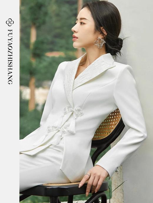 扶摇 国风西装外套女秋季新款设计流苏盘扣翻领西服长袖上衣 商品图2
