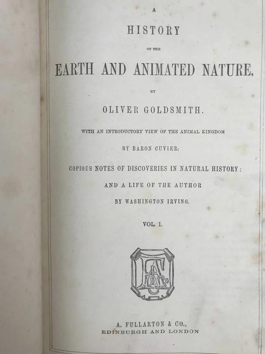约19世纪后期 戈德史密斯《地球与自然史》（卷1） 数十幅手工上色版版画插图 真皮精装16开 商品图3