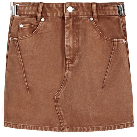 Self Who金棕色纯棉牛仔半身裙2024新款春季复古休闲小众A字短裙 商品图4