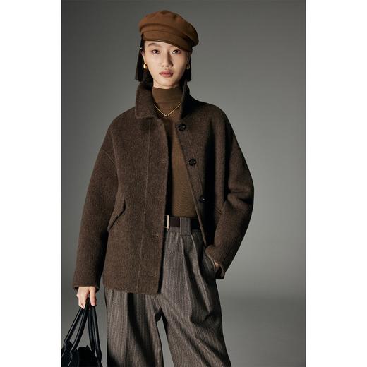原形高级感骆驼绒羊毛双面呢大衣女短款2023秋冬新款气质呢子外套 商品图0
