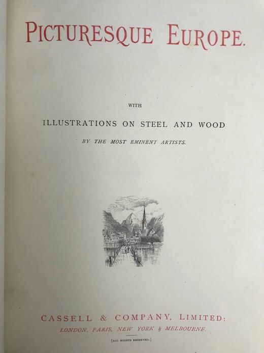 约19世纪后期 欧洲风景图集（卷5） 数百幅版画插图 真皮精装大16开 商品图2
