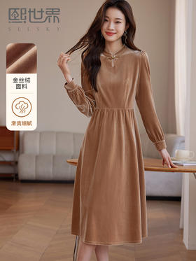 【99元福袋，不支持退换】熙世界新中式国风丝绒连衣裙女高端气质改良旗袍裙女