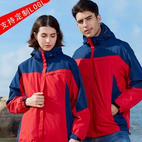 新款户外冲锋衣男女士三合一两件套可拆卸防风防水登山服校服