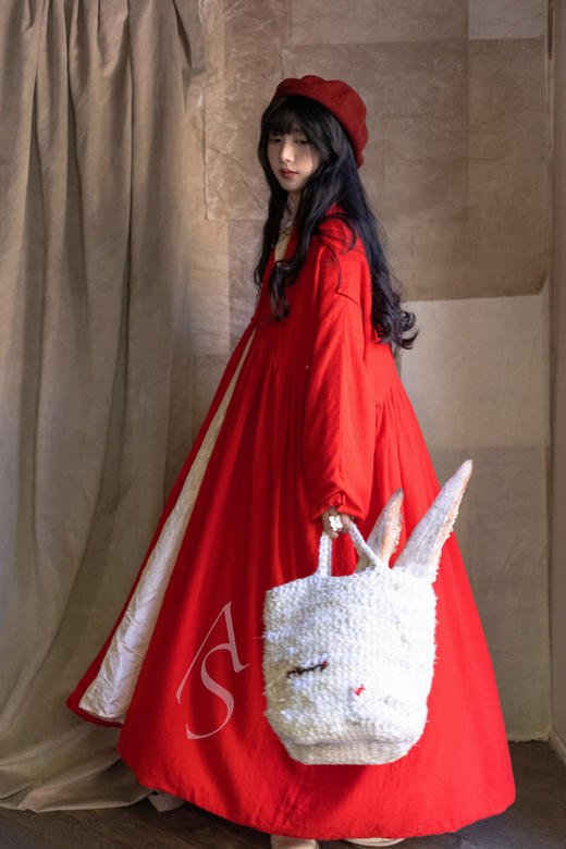 Daniela Gregis  石榴红两面穿羊绒宽松长外套 商品图1