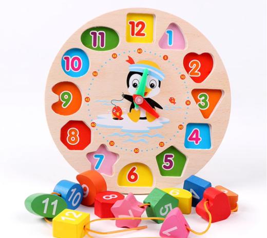 Z1340 儿童 时钟穿线绳益智力早教串珠玩具 商品图2