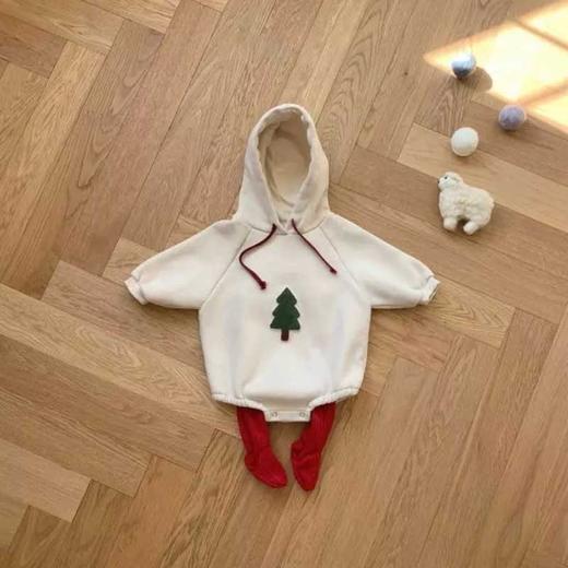 23秋季韩版圣诞连体衣ins风儿童圣诞树绣花节日哈衣宝宝婴儿衣服 商品图1