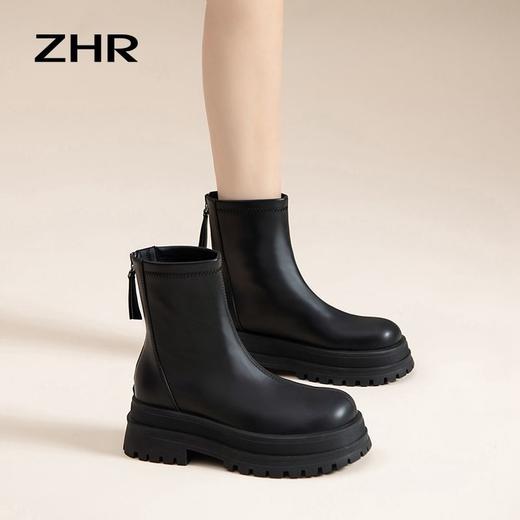ZHR短靴2023冬季新款爆款时尚气质简约显瘦厚底休闲百搭马丁靴 商品图3