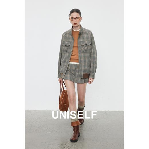 重磅羊毛格纹短外套裙裤女2023秋冬新款宽松休闲时尚套装 商品图2