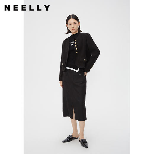 NEELLY纳俪商场同款春季千金甜美小香风短外套女精致粗花呢短上衣N24011C01012 商品图2