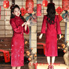 复合蕾丝红色倒大袖旗袍冬款改良新中式少女婚宴加绒旗袍GX319842 商品缩略图1