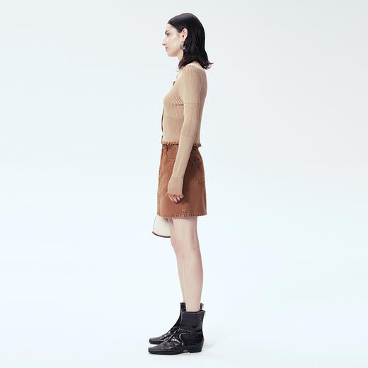 Self Who金棕色纯棉牛仔半身裙2024新款春季复古休闲小众A字短裙 商品图3