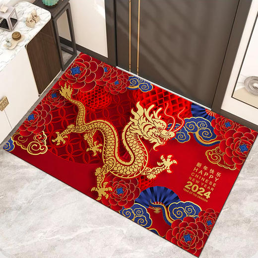 【防滑耐脏❗️蛇年红地垫】入户门垫新年红色喜庆进门地毯防滑垫子家用玄关门口耐脏 商品图2