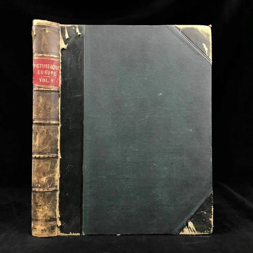 约19世纪后期 欧洲风景图集（卷5） 数百幅版画插图 真皮精装大16开 商品图0