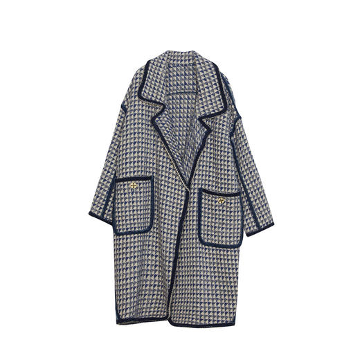 谜底大廓形毛呢大衣女2024春新款复古翻驳领大口袋呢子241MD0061 商品图4