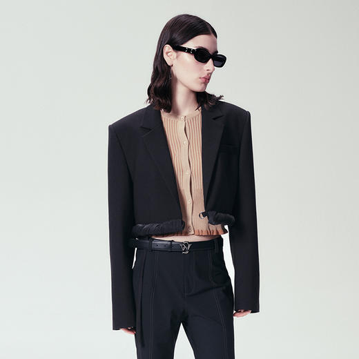 Self Who30支双曲纱线针织开衫女2024春季新款百搭设计感短款上衣 商品图3