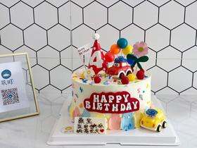 happy birthday宝宝巴士周岁生日蛋糕（周岁数字请备注）