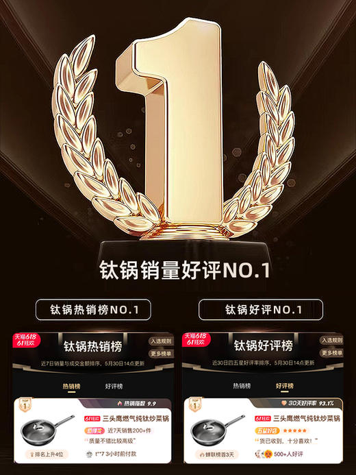 德国三头鹰纯钛无涂层不粘多功能家用锅 商品图1