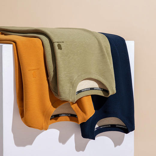 柒牌秋冬男士羊毛蚕丝长袖卫衣保暖内衣运动套头圆领抑菌打底上衣	125F70030 商品图5