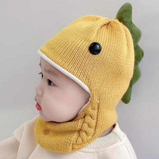 宝宝帽子保暖围脖婴幼儿童针织加绒帽护脸耳头套可爱男女户外防寒 商品图1