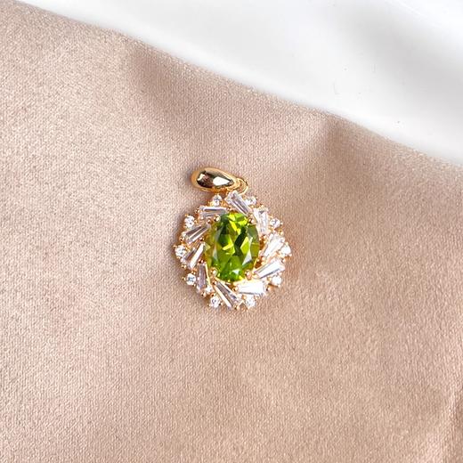 S925橄榄石吊坠-全包四爪切割面 商品图0