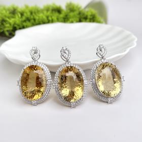 17778-S925水晶吊坠-黄水晶大蛋面 18*25mm