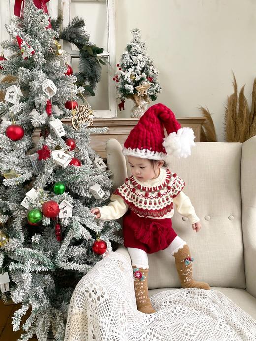 【圣诞毛衣】Cutemily秋冬婴童费尔岛圣诞毛衣提花撞色球球套头毛衣男女宝 商品图4
