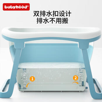 世纪宝贝（babyhood）儿童泡澡桶 婴儿洗澡盆游泳桶加大号折叠浴桶0-15岁赠浴凳 319蓝 商品图7