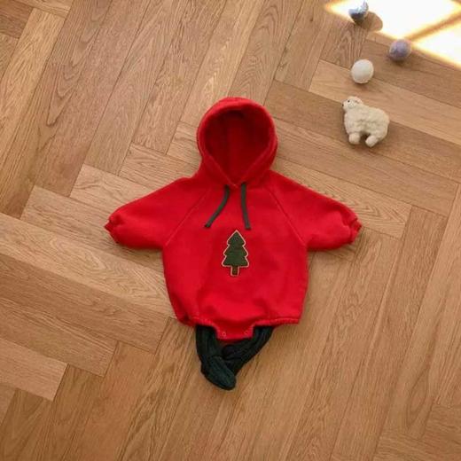 23秋季韩版圣诞连体衣ins风儿童圣诞树绣花节日哈衣宝宝婴儿衣服 商品图5