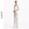 LIZZY优雅轻奢修身显瘦立体鸵鸟毛钉珠鱼尾派对礼服宴会婚庆长款连衣裙7190 商品缩略图2